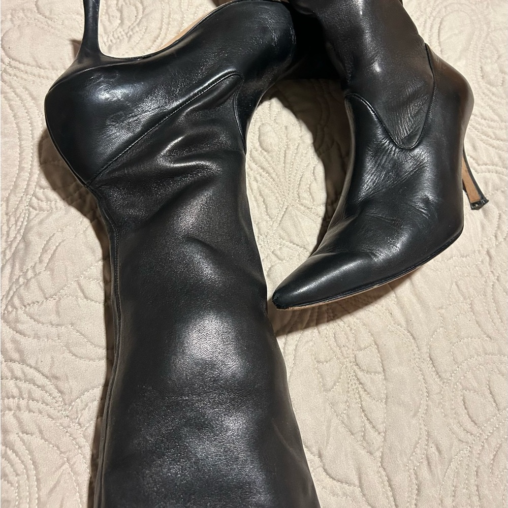 Manolo Blahnik Soft Black Leather Boots